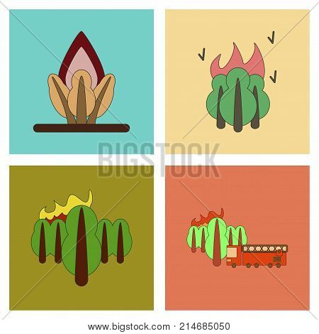 assembly of flat icons danger natural disasters