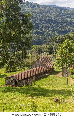 Farm In Valley And Birds In Nova Petropolis