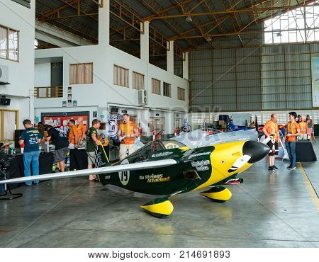 RAYONG THAILAND-NOVEMBER 18 2017 : Justin Phillipson's plane no.79 