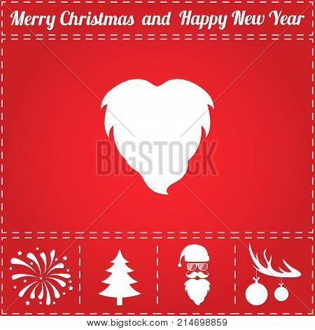 Beard Icon Vector. And bonus symbol for New Year - Santa Claus, Christmas Tree, Firework, Balls on deer antlers