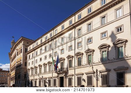 Facade Of The Chigi Palace In Rome