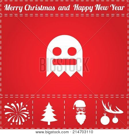 Spook Icon Vector. And bonus symbol for New Year - Santa Claus, Christmas Tree, Firework, Balls on deer antlers