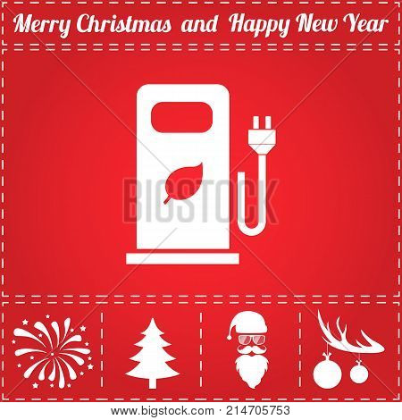 Bio gas Icon Vector. And bonus symbol for New Year - Santa Claus, Christmas Tree, Firework, Balls on deer antlers
