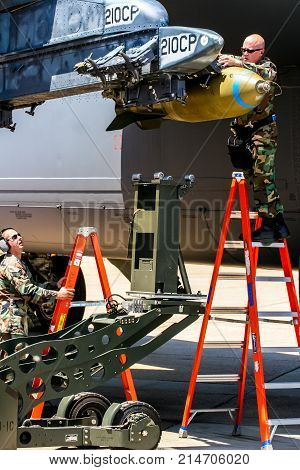 Loading Bombs On B-52 Bomber
