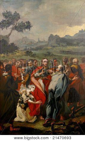 Jesus helbredte en kvinde med en blødning der rørte kanten af hans klædning