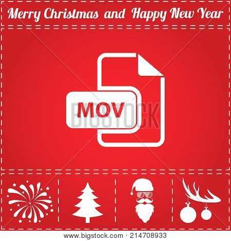 MOV Icon Vector. And bonus symbol for New Year - Santa Claus, Christmas Tree, Firework, Balls on deer antlers