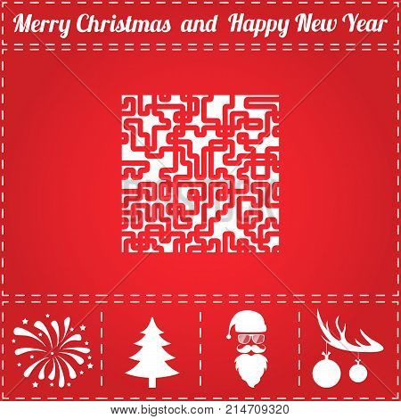 Puzzle Icon Vector. And bonus symbol for New Year - Santa Claus, Christmas Tree, Firework, Balls on deer antlers