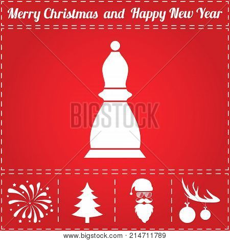 Chess Icon Vector. And bonus symbol for New Year - Santa Claus, Christmas Tree, Firework, Balls on deer antlers