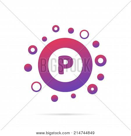 Modern concept of letter P and circles. Symbol design vector illustration isolated on white background