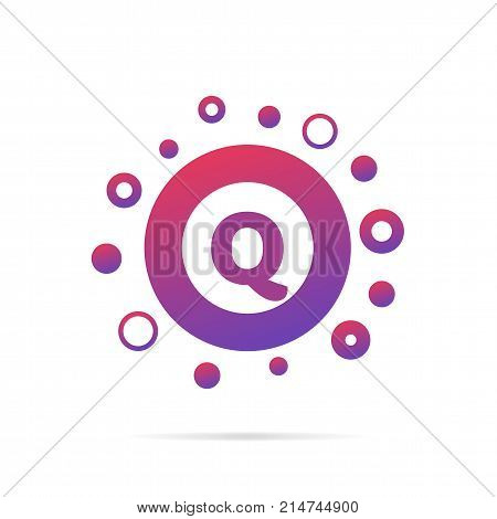 Modern concept of letter Q and circles. Symbol design vector illustration isolated on white background