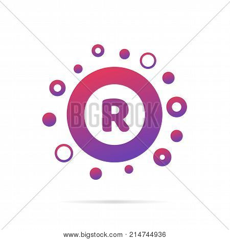 Modern concept of letter R and circles. Symbol design vector illustration isolated on white background