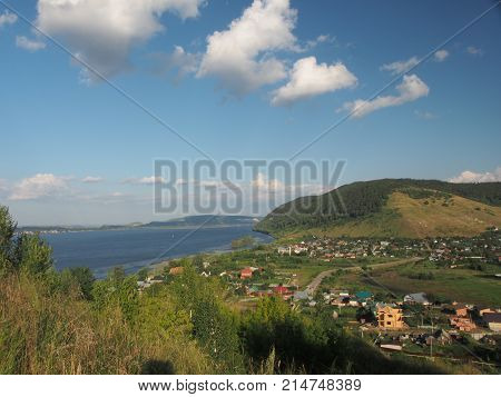 A View Of The Village Of Shiryaevo In The Samara Region Of Russia Located Near The Mountains. There