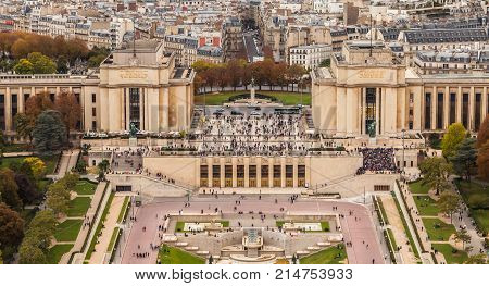 Aerial View Of Trocadero Square In Paris