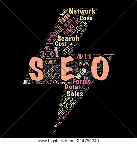 Word cloud of the SEO(SearchEngineOptimization) as background