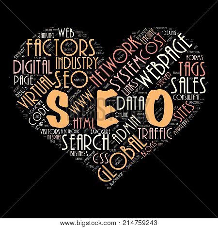 Word cloud of the SEO(SearchEngineOptimization) as background