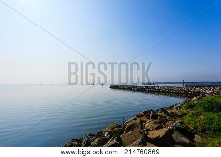 Breakwater On Adriatic Sea. Goro Port View.