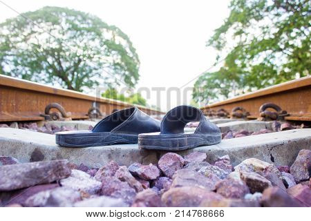 Stone On The Rail Way On The Morning With Copy Space