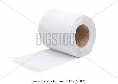 Toilet paper roll isolated on white background