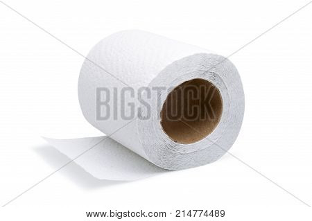 Toilet paper roll isolated on white background