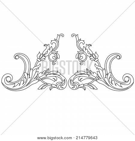Black vintage ornament, baroque ornament, scroll ornament, engraving ornament, border ornament, floral ornament, retro pattern, antique pattern, style acanthus pattern, foliage pattern, swirl pattern decorative pattern, filigree pattern. vector