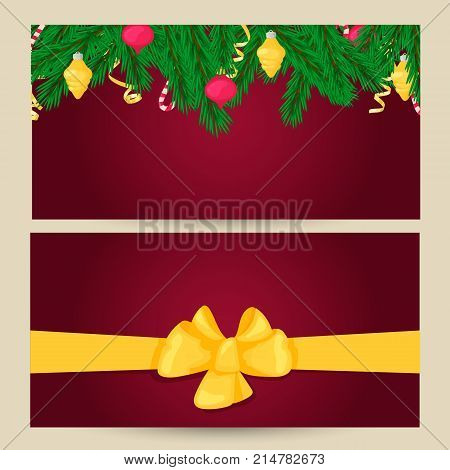 Christmas banner template. Winter holiday design element. New year object. Cartoon style vector illustration.