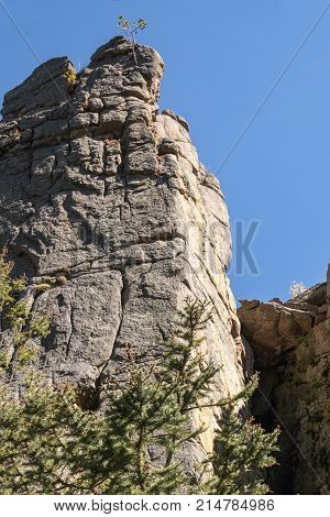 A unique rock formation visible from the cog railway enroute to Pikes Peak Colorado.