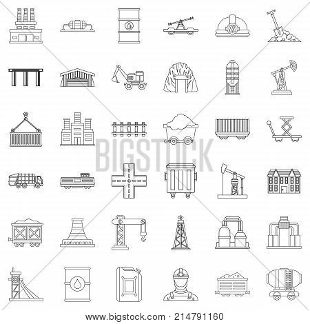 Plant icons set. Outline style of 36 plant vector icons for web isolated on white background