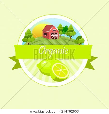 Sweet juicy whole and slice lemon or lime fruit symbol for jam and juice product label or grocery store, shop and farm market design. lime or mojito jam, sauce or juice label