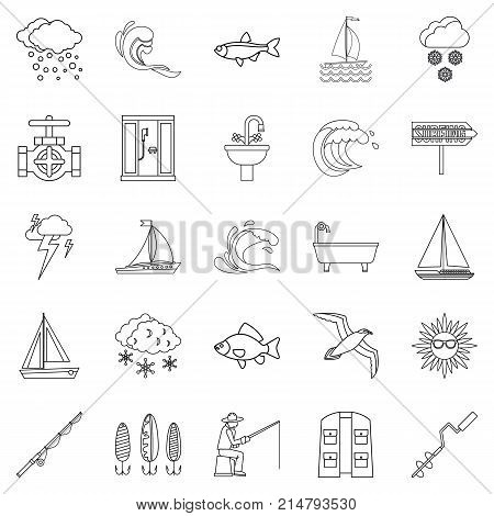 Water bewitched icons set. Outline set of 25 water bewitched vector icons for web isolated on white background