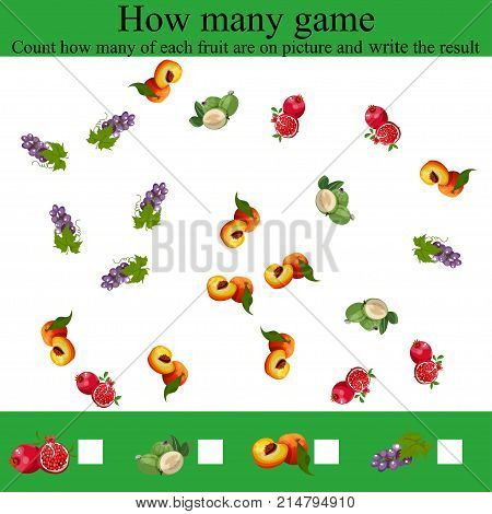 Learning mathematics, numbers. Mathematics task, worksheet.Tasks for counting for preschool kids, children. Counting Game for Preschool Children. how many objcets game