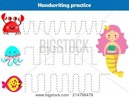 Color By Number, Education Game For Children. Coloring Page, Drawing Kids Activity Mermaid Design. T