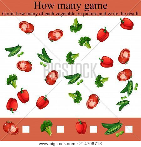 Counting Game for Preschool Children. Learning mathematics, numbers. Mathematics task, worksheet. Tasks for counting for preschool kids, children. how many objcets game