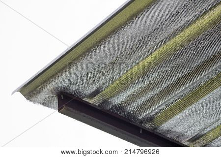 Structure of steel roof frame and insulation metal sheet under the roof in building construction site