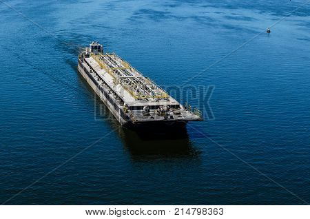 Oil Product Tanker Barge On River Dnieper