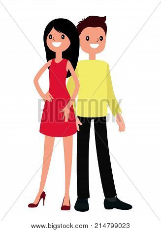 characters animated style cheerful man and woman