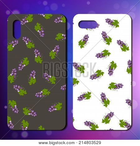 Original grape smartphone cover design on colorful bokeh background. Best design for phone case or cover