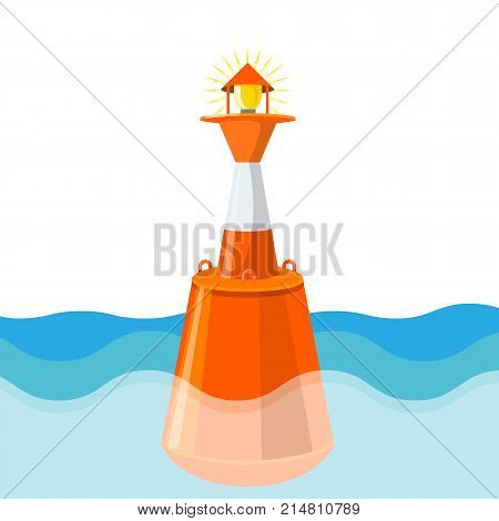 Buoy in deep sea waters aids pilotage by marking maritime channel, hazard and administrative area to allow boats and ships to navigate safely.