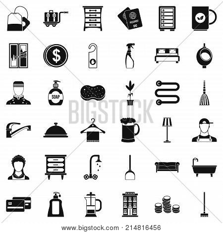 Bathroom icons set. Simple style of 36 bathroom vector icons for web isolated on white background