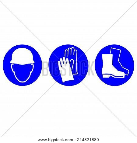 Personal protective equipment: helmet, gloves, boots symbol