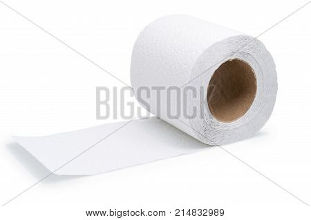 Toilet paper roll isolated on white background
