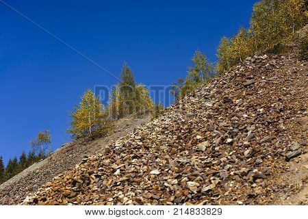 mountain scenery with natural scree stones .