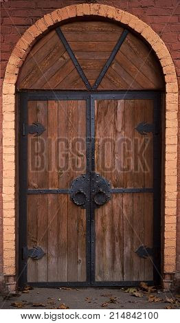 Modern Plausible Simulation of the ancient oak door of the castle or building
