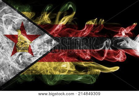 Zimbabwe smoke flag isolated on a black background