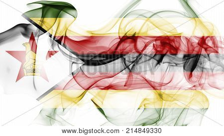 Zimbabwe smoke flag isolated on a white background
