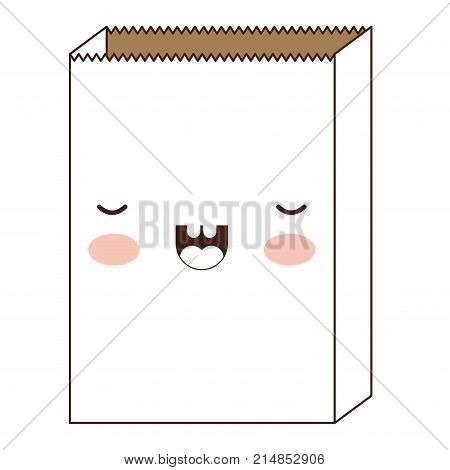 kawaii paper bag in brown silhouette vector illustration