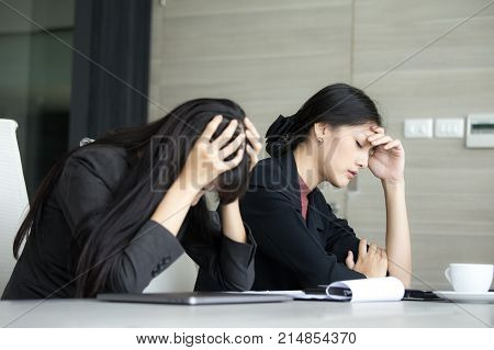 Business People Working Together With Serious Emotion. Business People Have Stress Situation When Me