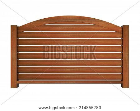 Ipe wooden railing with wooden balusters and curved top rail 3d rendering