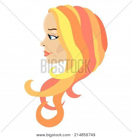 Vector woman with red and curly hair