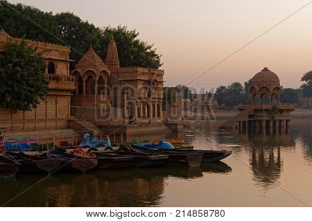 Jaisalmer, India, November 2, 2017 : Before Sunrise On Gadsisar Lake In Jaisalmer