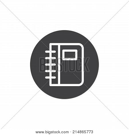 Diary notebook icon vector, filled flat sign, solid pictogram isolated on white. Phonebook symbol, logo illustration.